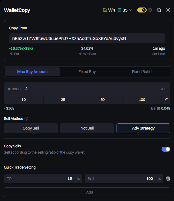 Copy settings preset
